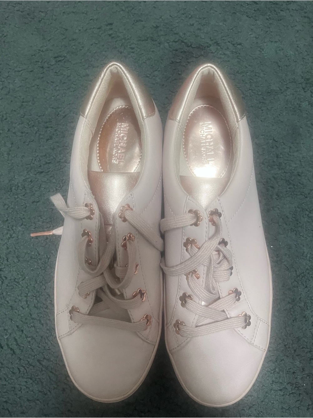 Michael Kors White Sneakers with Rose Gold Details